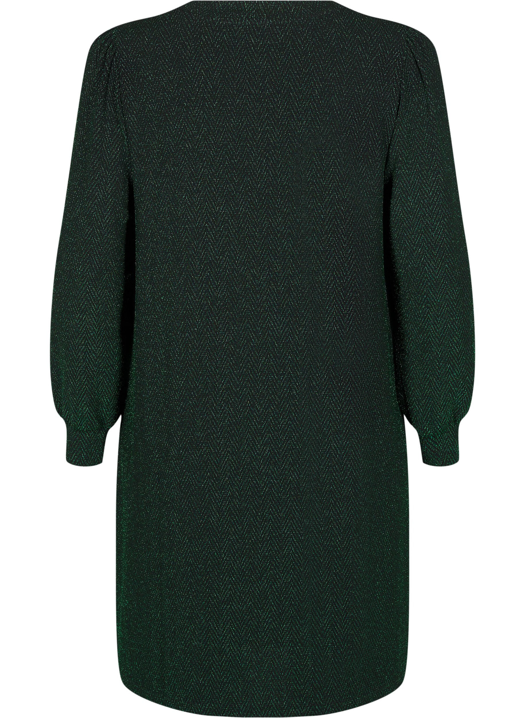 Zizzi Sukienka w zygzakowaty wz&oacute;r z brokatem, Scarab ZigZagShimmer, Packshot image number 1