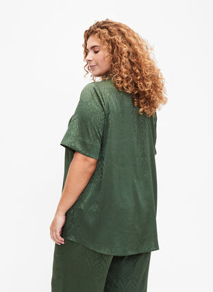 Koszula o przedluzonym kroju z teksturowanym wzorem, Duck Green, Model image number 1