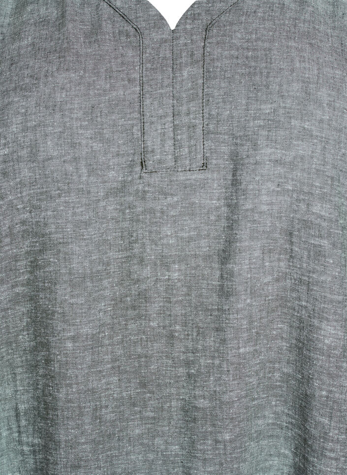 Sukienka midi z lnu i wiskozy z krótkim rekawem, Zielony, Packshot image number 2