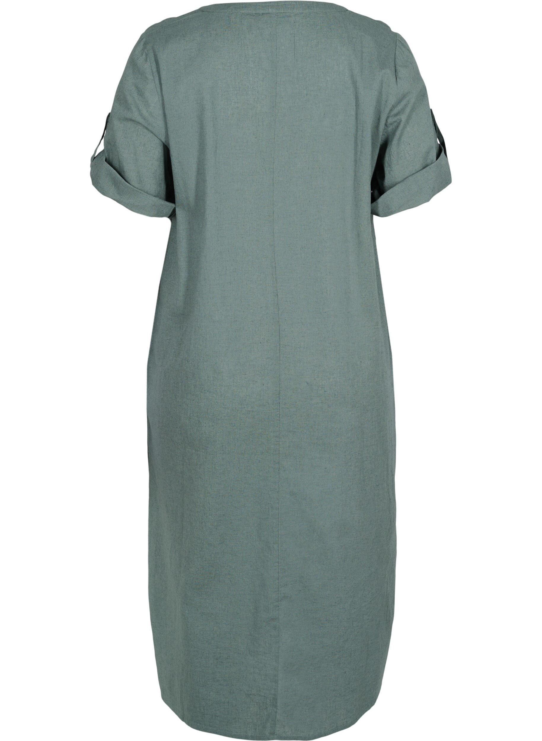 Zizzi Long short-sleeved shirt dress, Balsam Green, Packshot image number 1