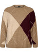 Sweter z rombowym wzorem, Brązowy, Packshot image number 0