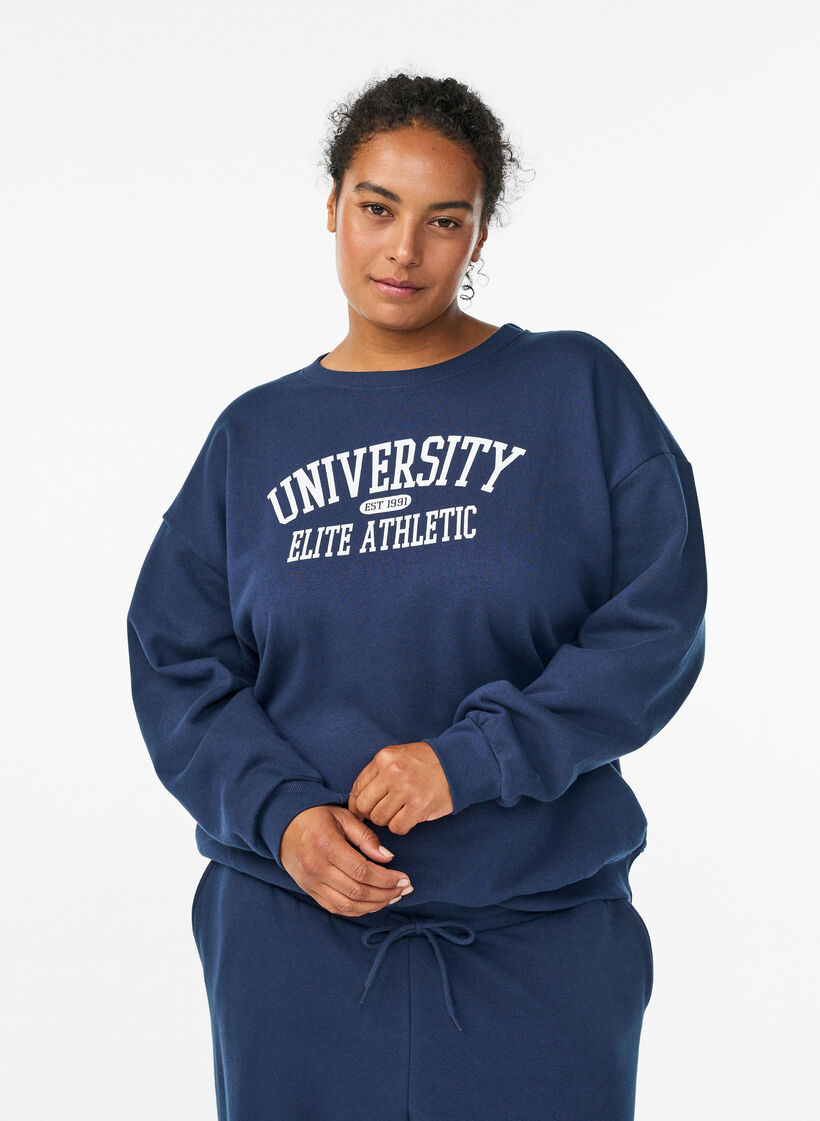 Bluza z nadrukiem tekstowym, Niebieskie, Model image number 0