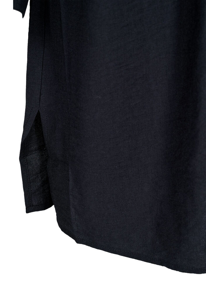 Sukienka koszulowa z wiazanym paskiem i dlugimi rekawami, Czarne, Packshot image number 3