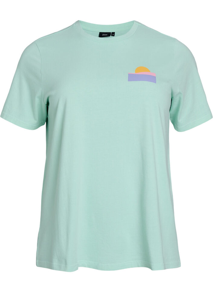 Koszulka z bawelny organicznej z nadrukiem na plecach, Zielony, Packshot image number 0