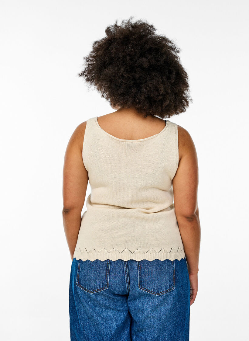 Bezrekawnik dzianinowy z falbaniastym brzegiem, Sandshell, Model image number 1