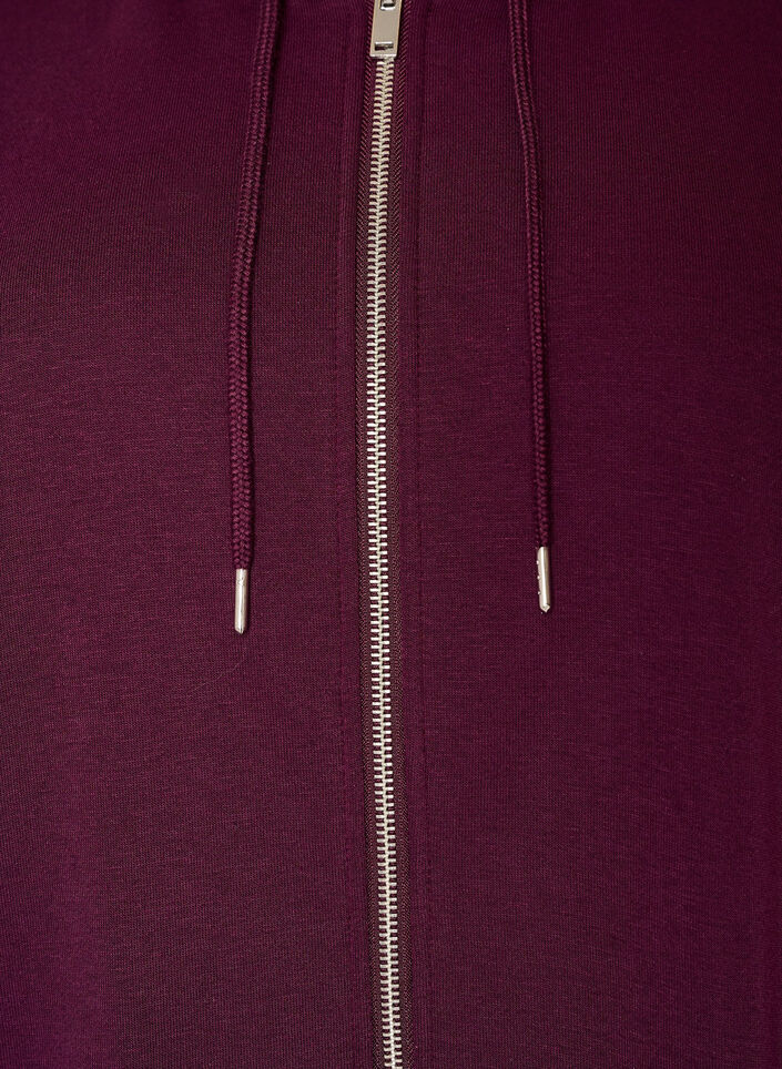Dluga bluza z kapturem, zamkiem blyskawicznym i kieszeniami, Fioletowy, Packshot image number 2