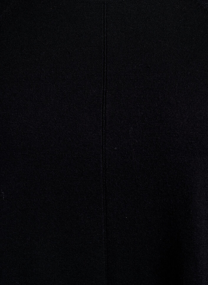 Dzianinowa bluzka z okraglym dekoltem i wydzierganym wzorem, Czarne, Packshot image number 2