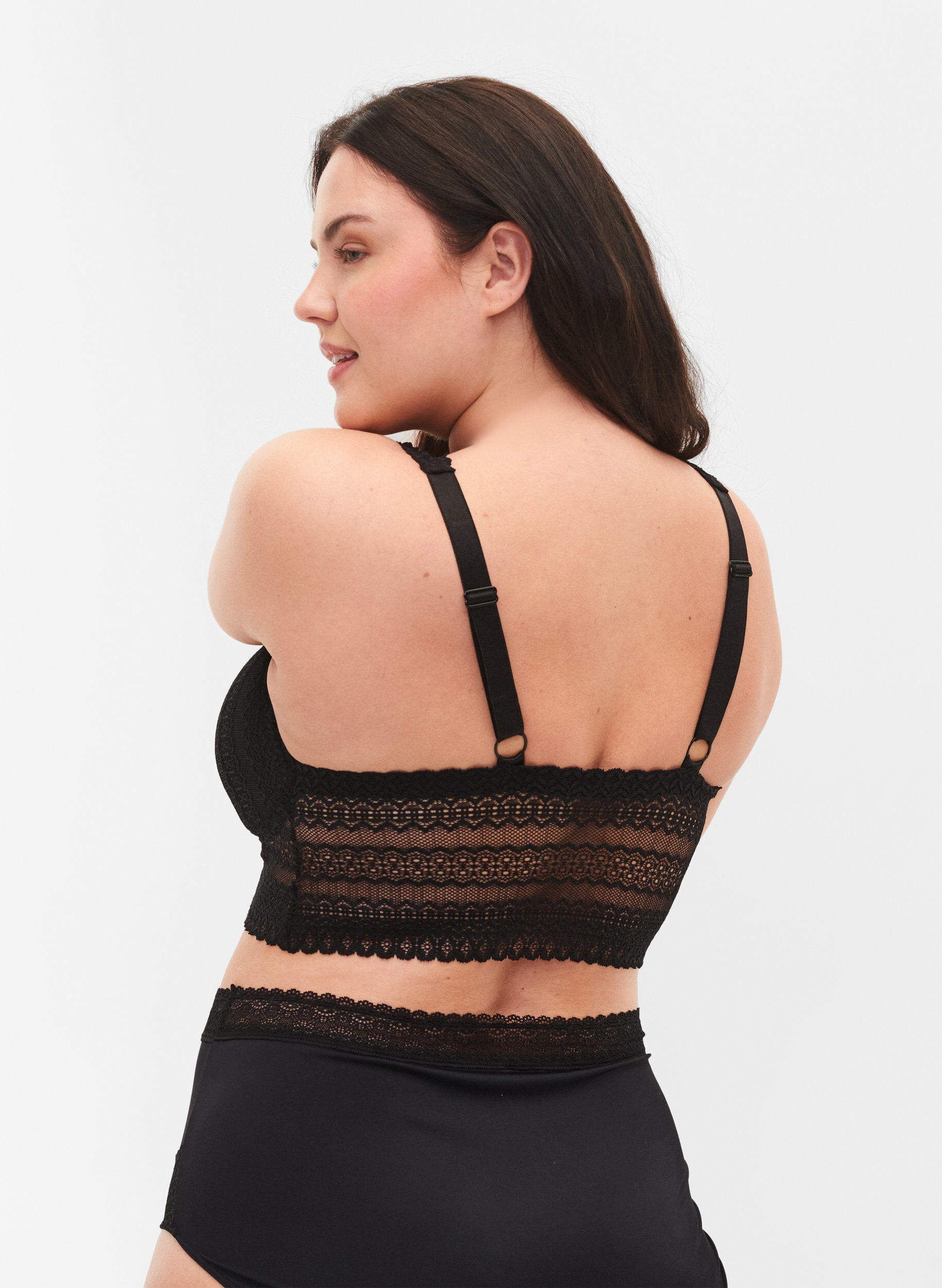 Zizzi Koronkowy biustonosz z miekkimi wkladkami, Black, Model image number 1