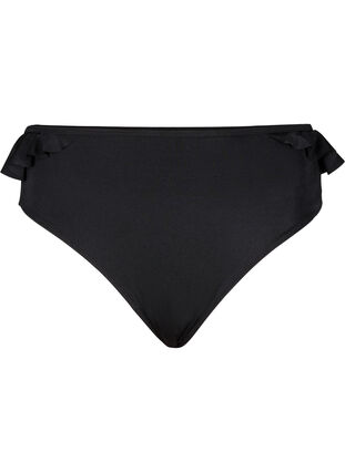 Majtki bikini z falbankami, Black, Packshot image number 0