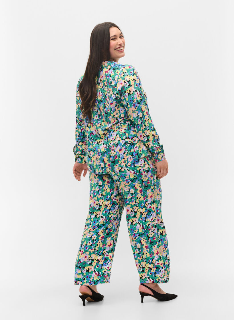 Loose printed viscose trousers, Multi AOP, Model image number 1