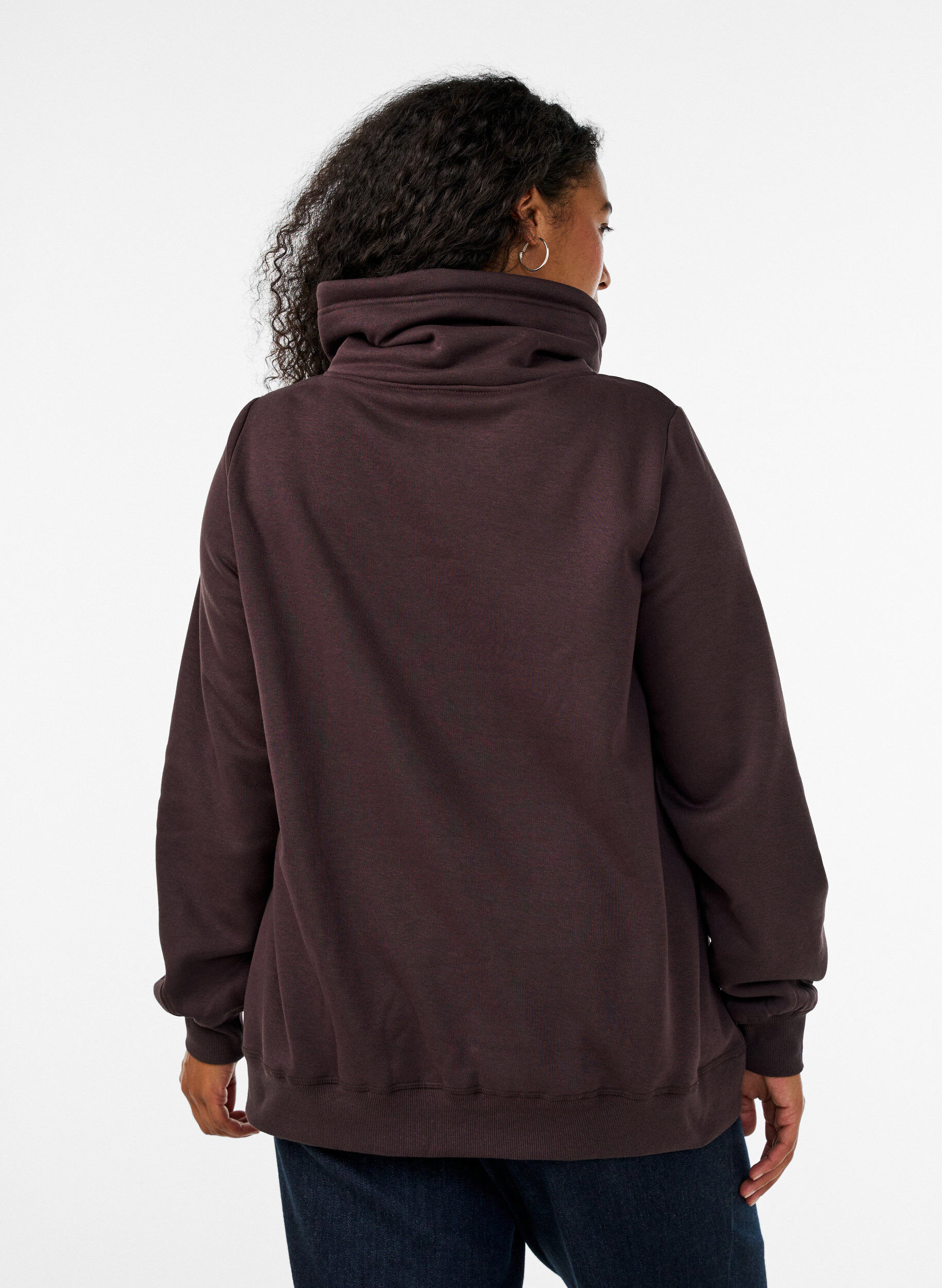 ZizziBluza z wysokim kolnierzem i kieszeniami, Brązowy, Model image number 2