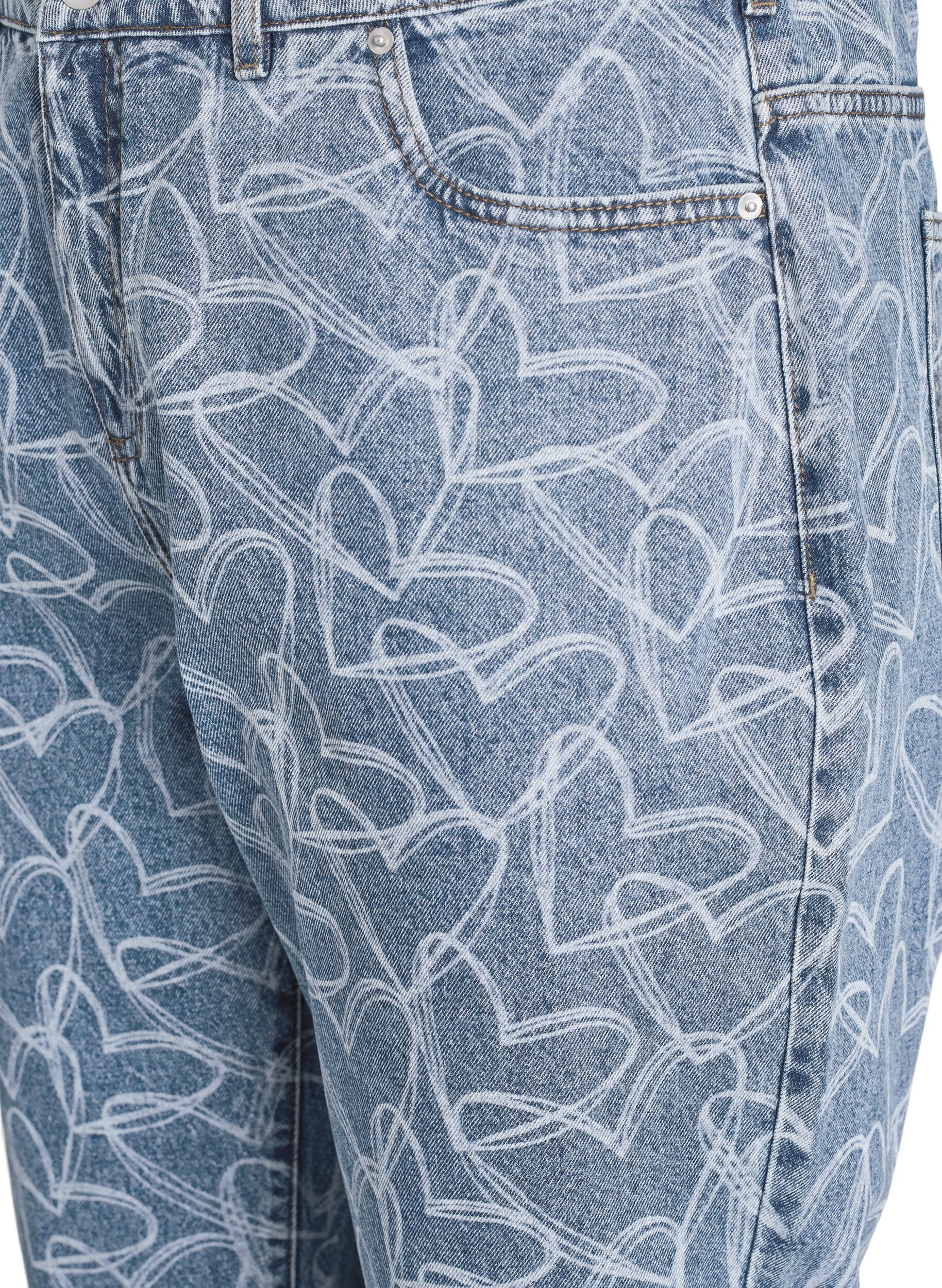 Zizzi  Jeansy Mille typu mom fit z haftem, Niebieskie, Packshot image number 2