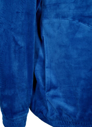 Welurowy kardigan z zamkiem blyskawicznym i kapturem, Monaco Blue, Packshot image number 3