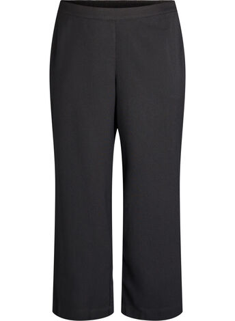 Spodnie o szerokich nogawkach i wysokim stanie, Czarne, Model