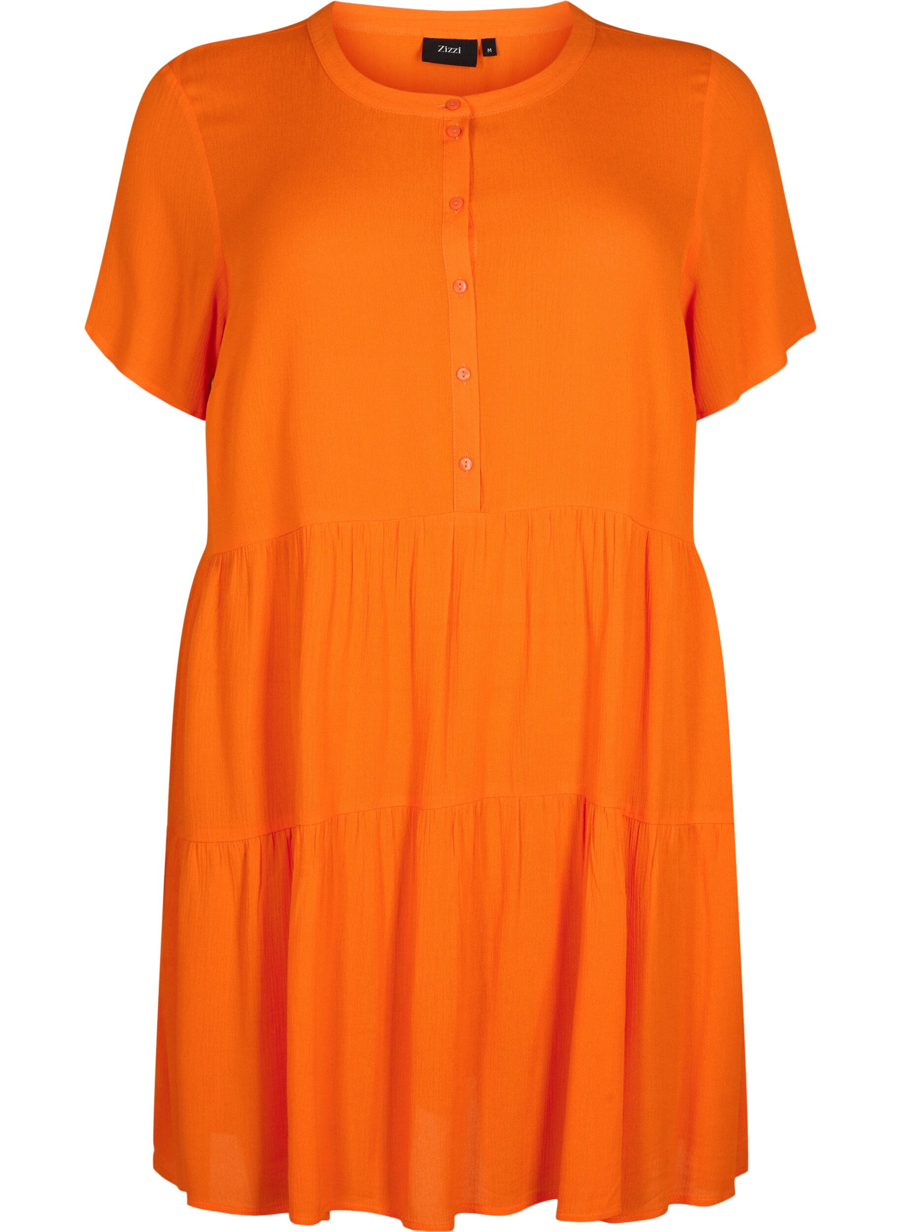 Zizzi Trapezowa sukienka z wiskozy z kr&oacute;tkimi rekawami, Exuberance, Packshot image number 0