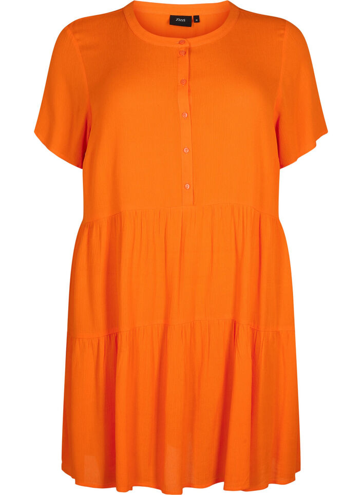 Trapezowa sukienka z wiskozy z krótkimi rekawami, Exuberance, Packshot image number 0