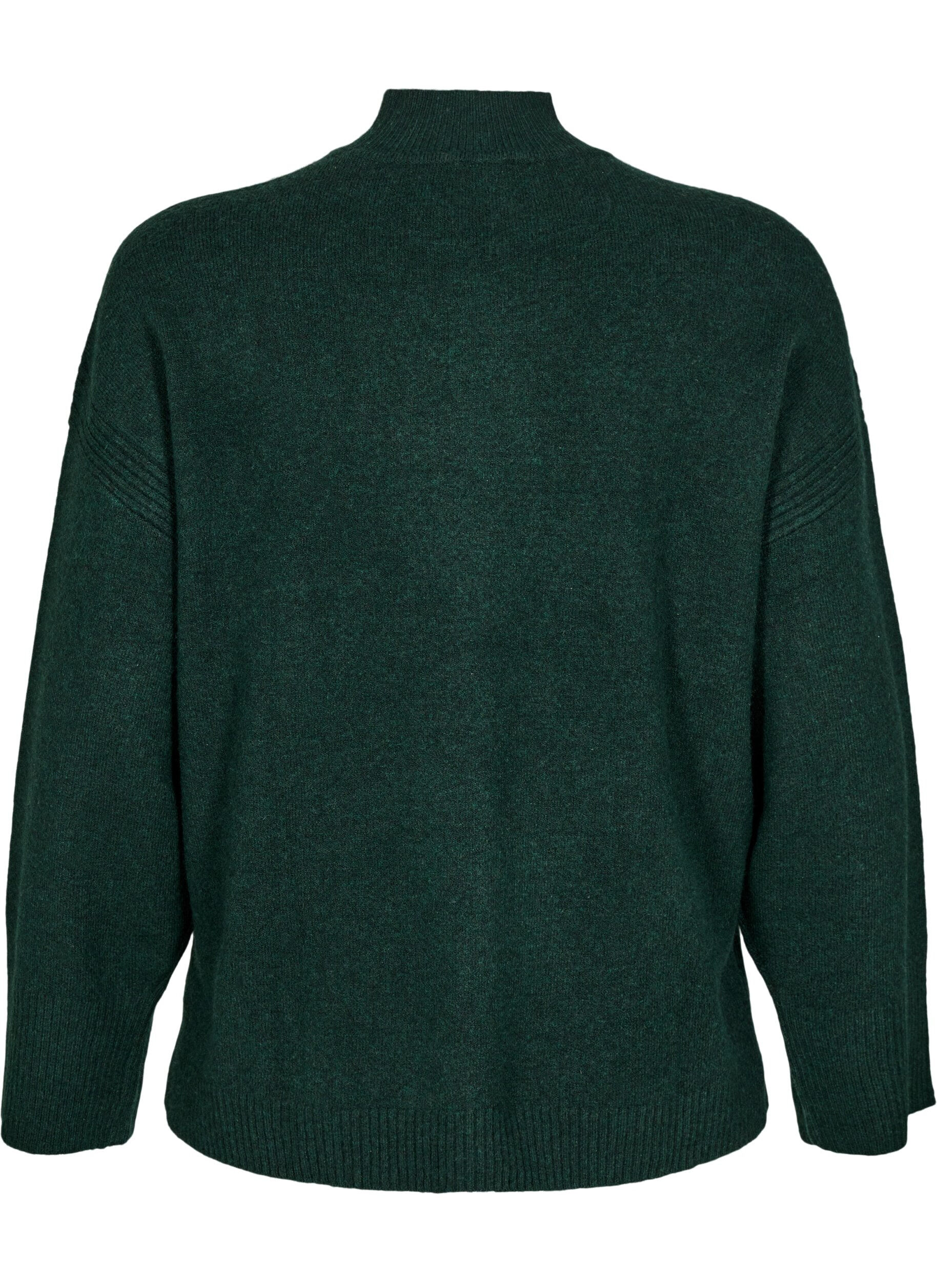Zizzi Dzianinowy sweter ze&nbsp;sciagaczami, Scarab Mel., Packshot image number 1