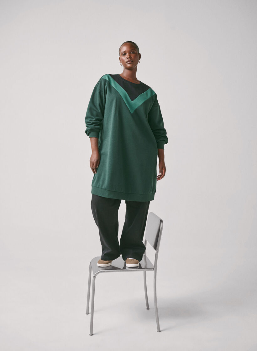 Dluga bluza dresowa w kolorowe bloki, Scarab Color Block, Image image number 0