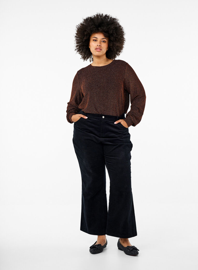 Bluzka z blyszczacym wzorem, Copper ZigzagShimmer, Model image number 2