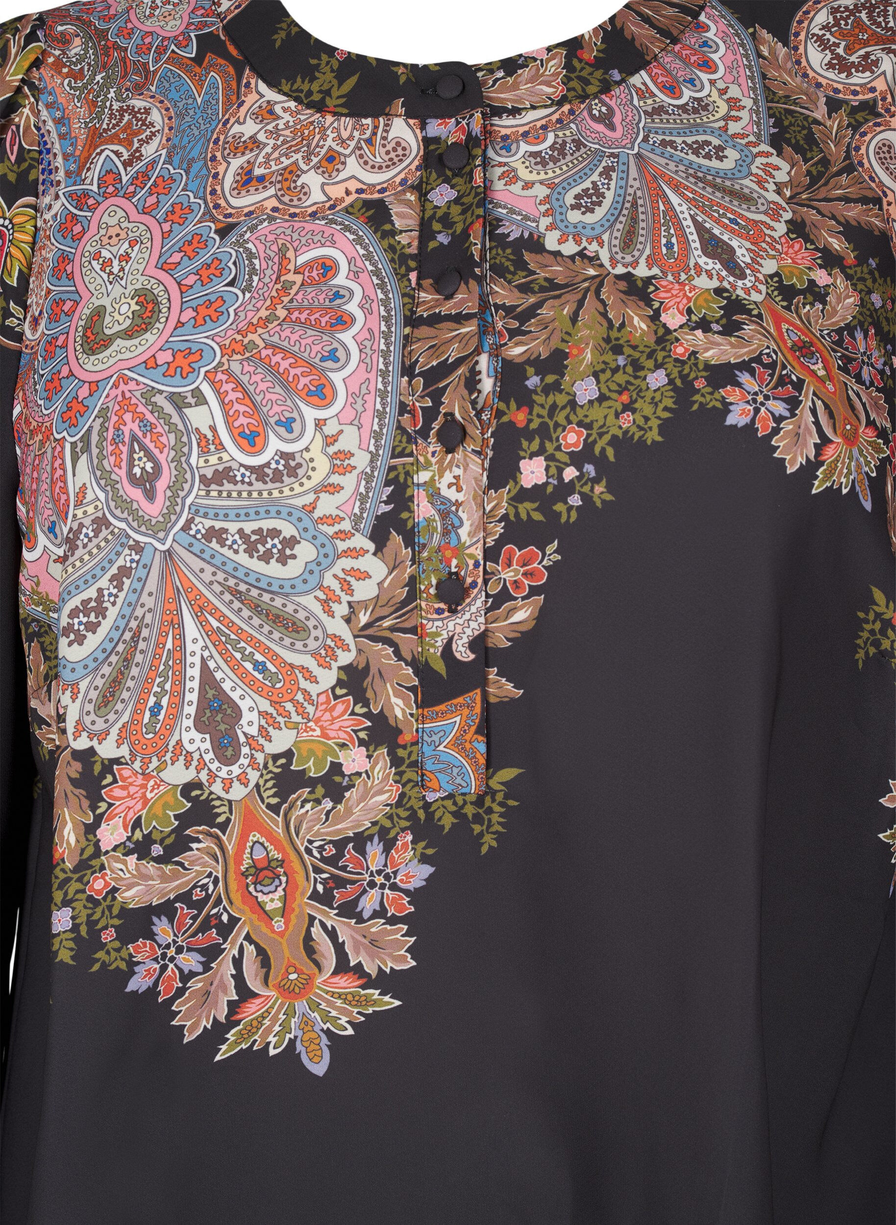 Zizzi Sukienka za kolano w tureckie wzory, Black Paisley, Packshot image number 2