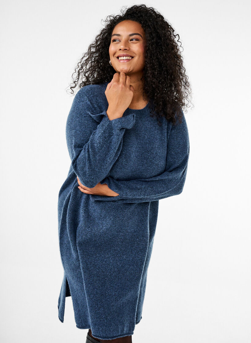 Sukienka dzianinowa z rozcieciami, Bering Sea Mel., Image image number 0