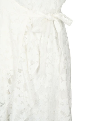 Kopertowa sukienka z koronka i krótkimi rekawami, Bright White, Packshot image number 3