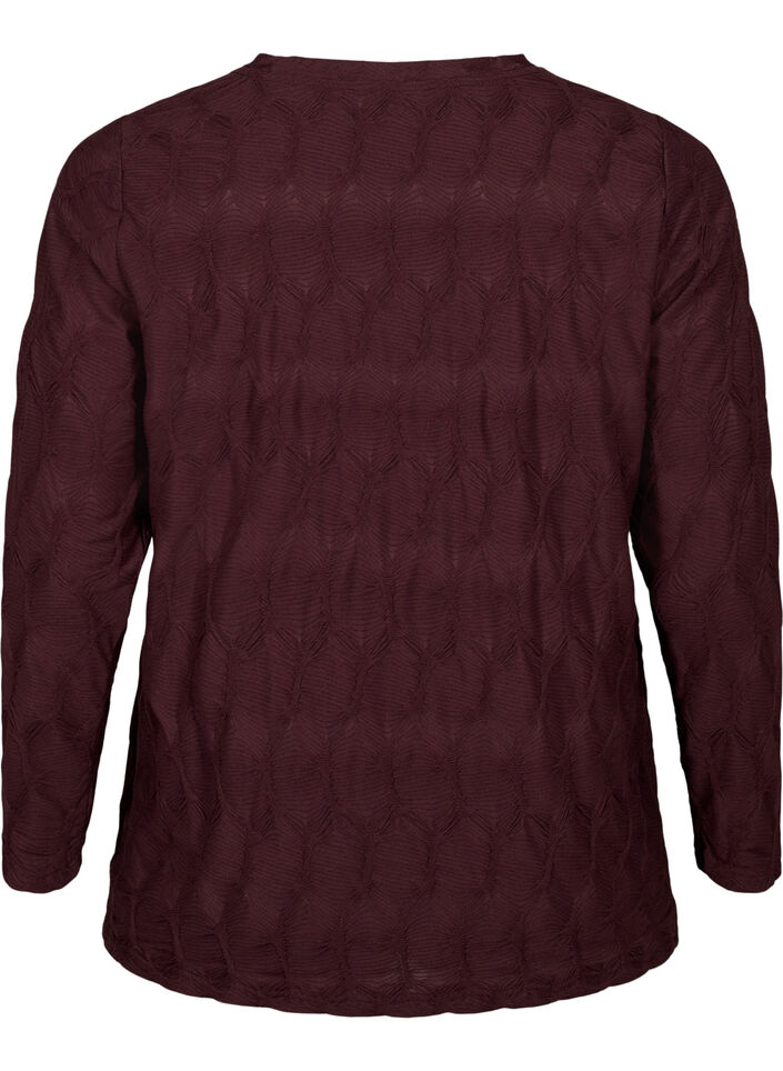 FLASH – bluzka z dlugim rekawem ze strukturalnej tkaniny, Fudge, Packshot image number 1