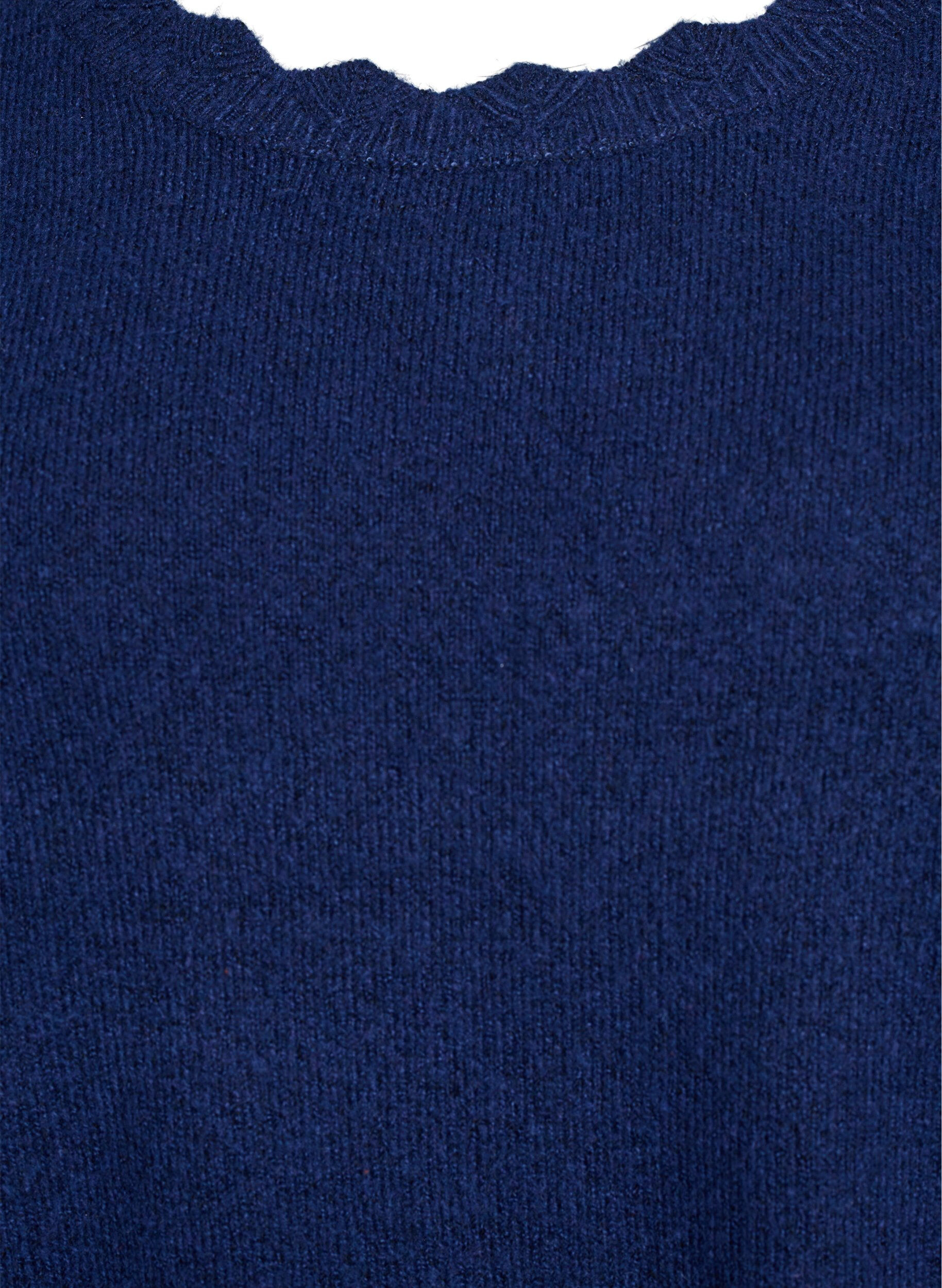 ZizziDzianinowa bluzka z falowanymi brzegami, Niebieskie, Packshot image number 2