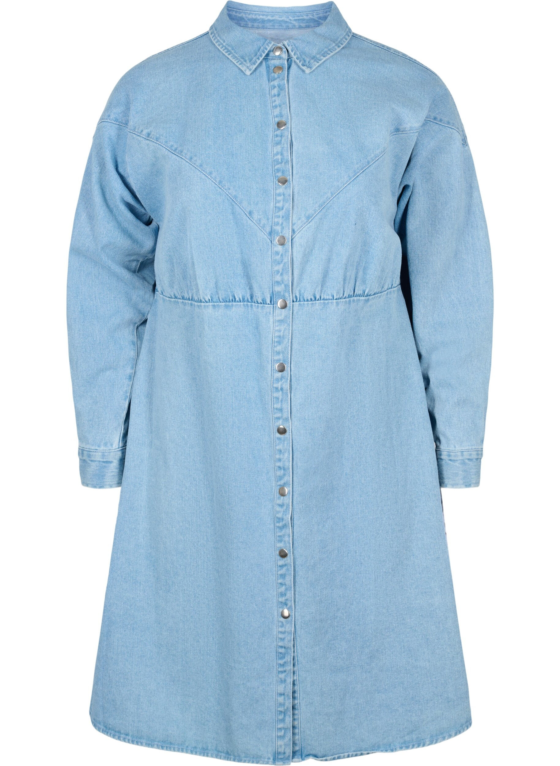 Zizzi Denim dress with buttons and long sleeves, Light blue denim, Packshot image number 0