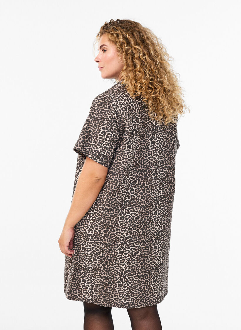 Dzinsowa szmizjerka w panterke, Brązowy, Model image number 2