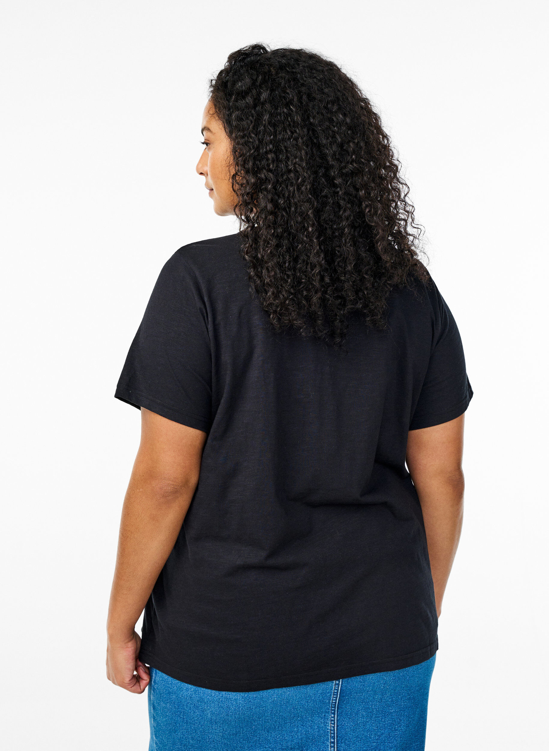 ZizziT-shirt z guzikami, Czarne, Model image number 2