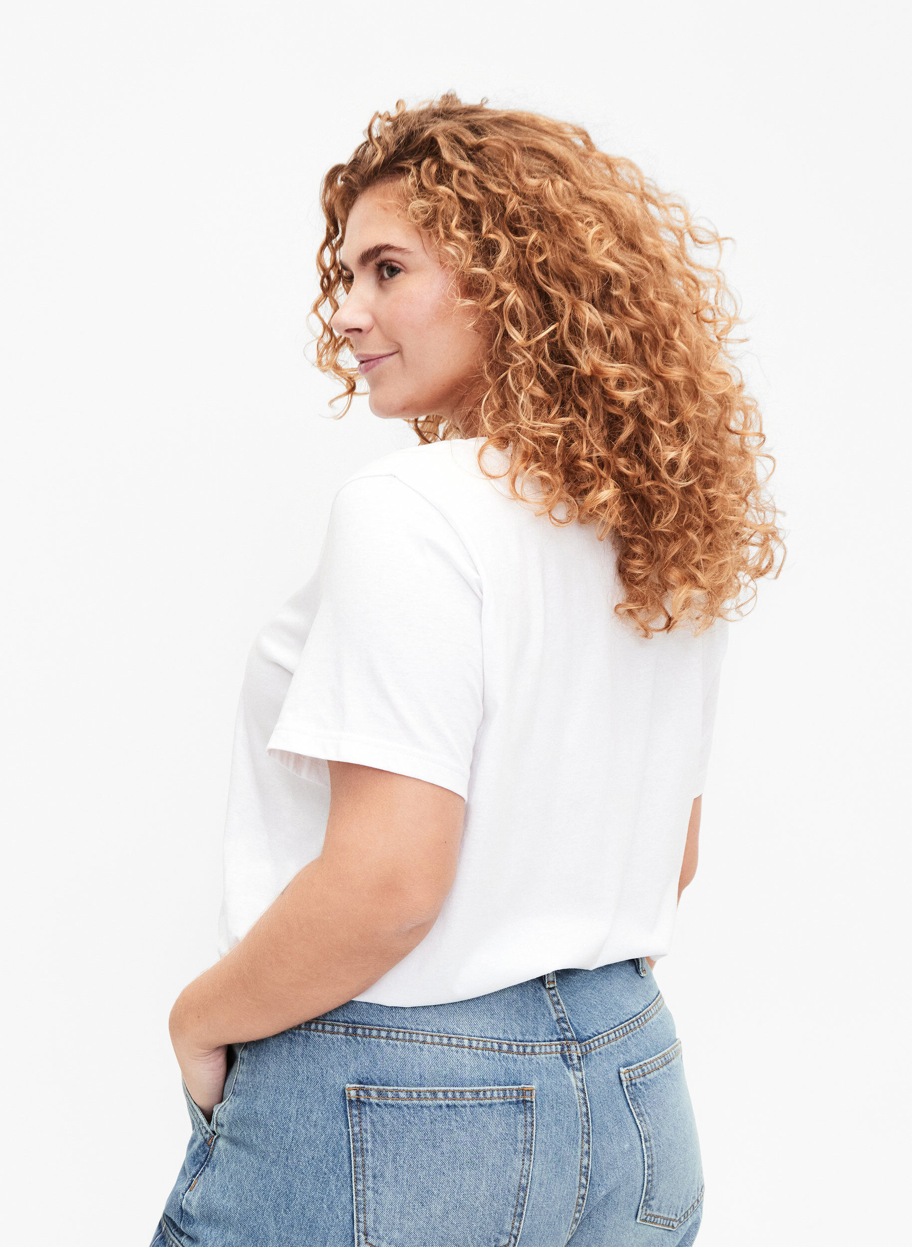 Zizzi Bawelniana koszulka z okraglym dekoltem i nadrukiem, B. White W. Hearts, Model image number 1