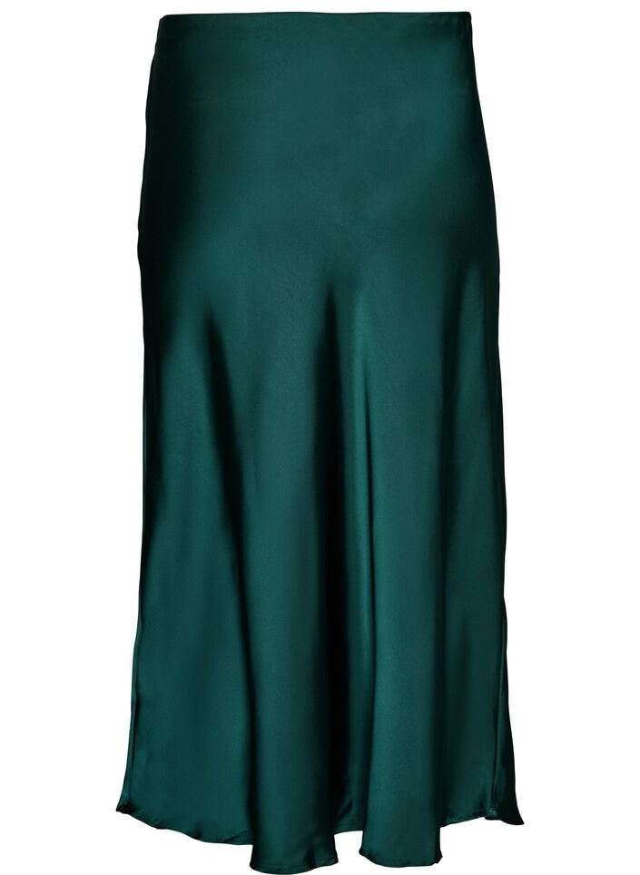 Satynowa sp&oacute;dnica midi, Zielony, Packshot image number 1