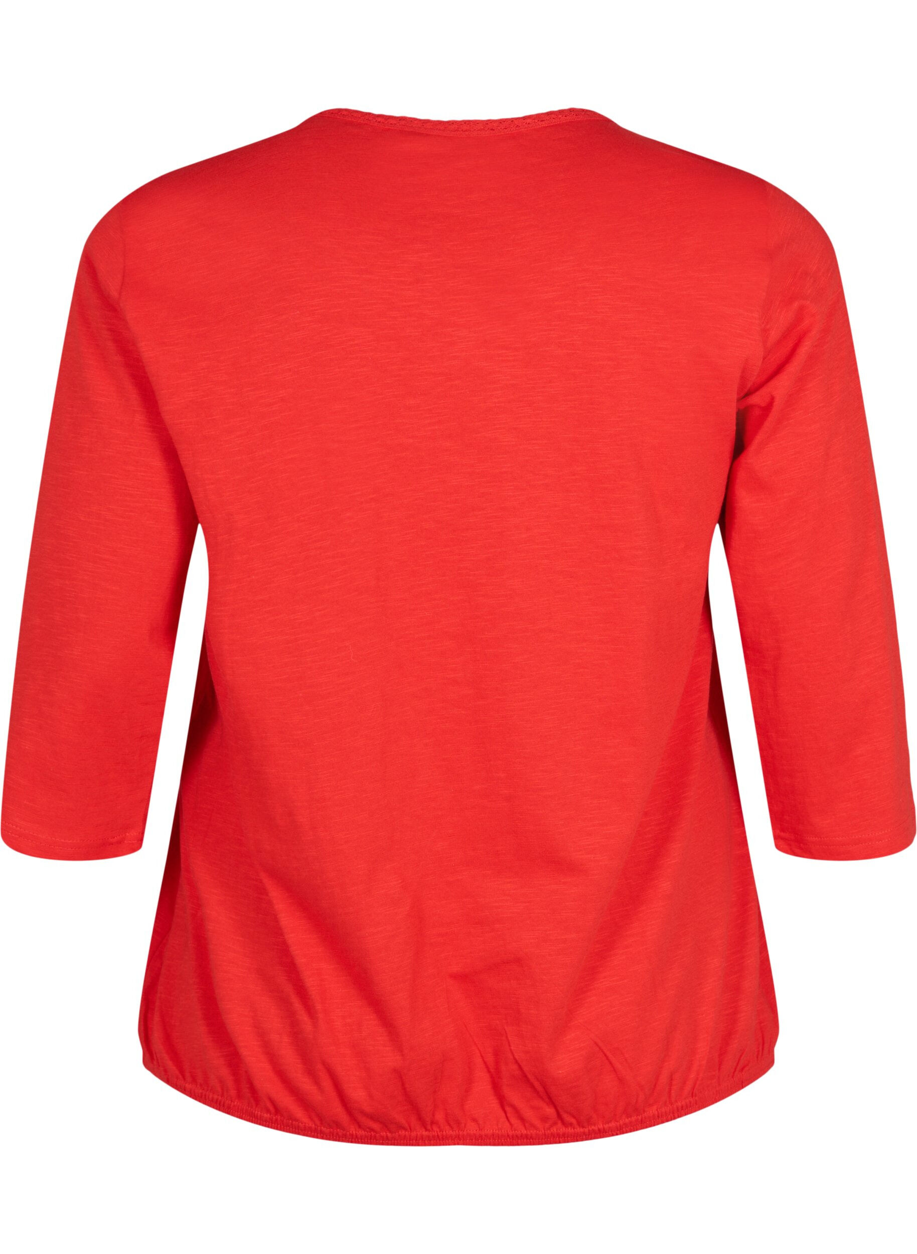 Zizzi Bawelniany top z rekawami 3/4, Fiery Red, Packshot image number 1