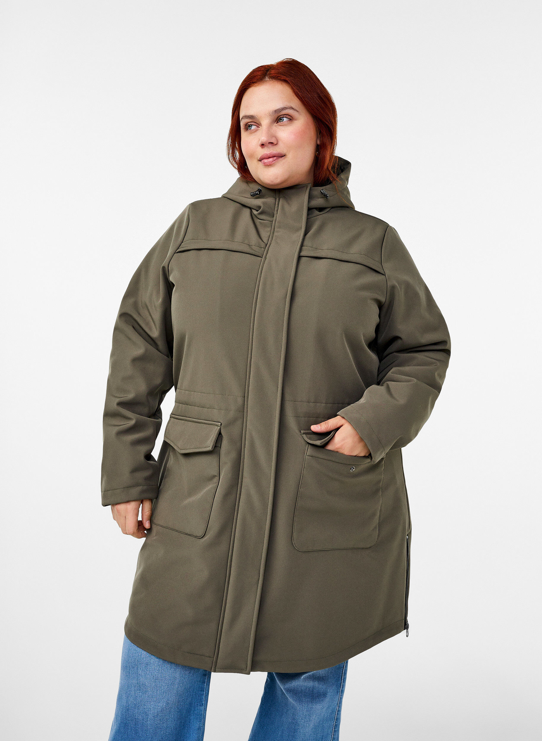 Zizzi Hydrofobowa kurtka softshell z pikowana podszewka, Zielony, Model image number 0