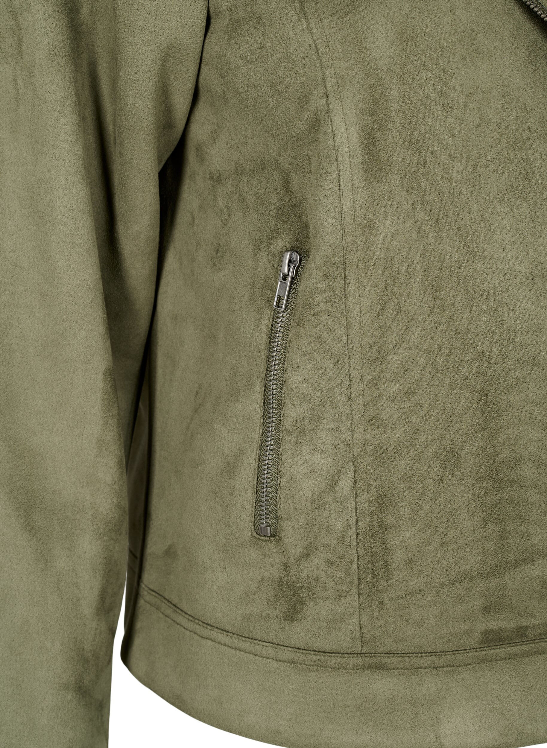ZizziKurtka typu biker ze sztucznego zamszu, Dusty Olive, Packshot image number 3