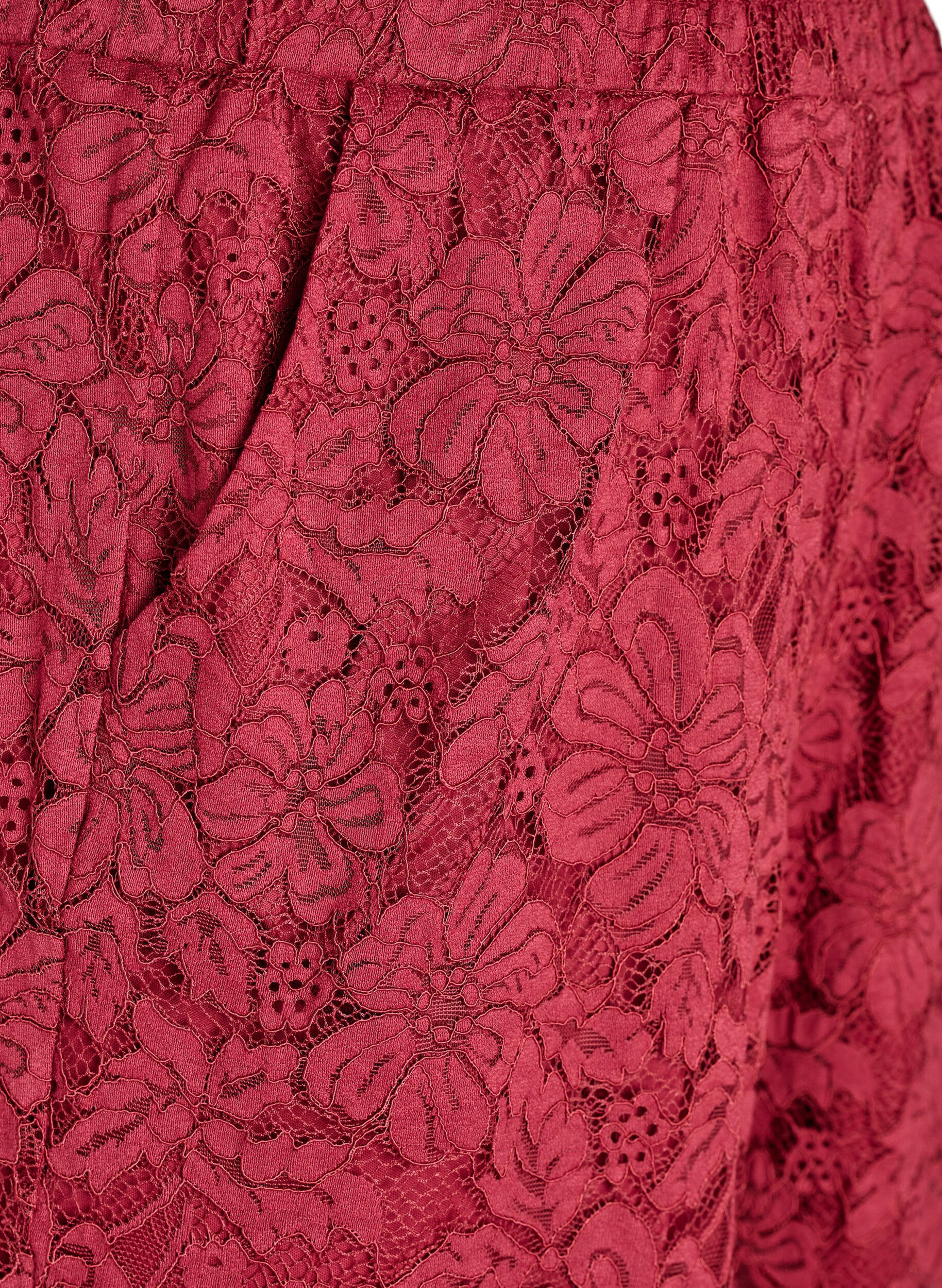 Zizzi Koronkowe spodnie z wysokim stanem i kieszeniami, Ciemnobordowy, Packshot image number 2