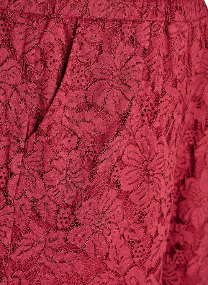 Koronkowe spodnie z wysokim stanem i kieszeniami, Ciemnobordowy, Packshot image number 2
