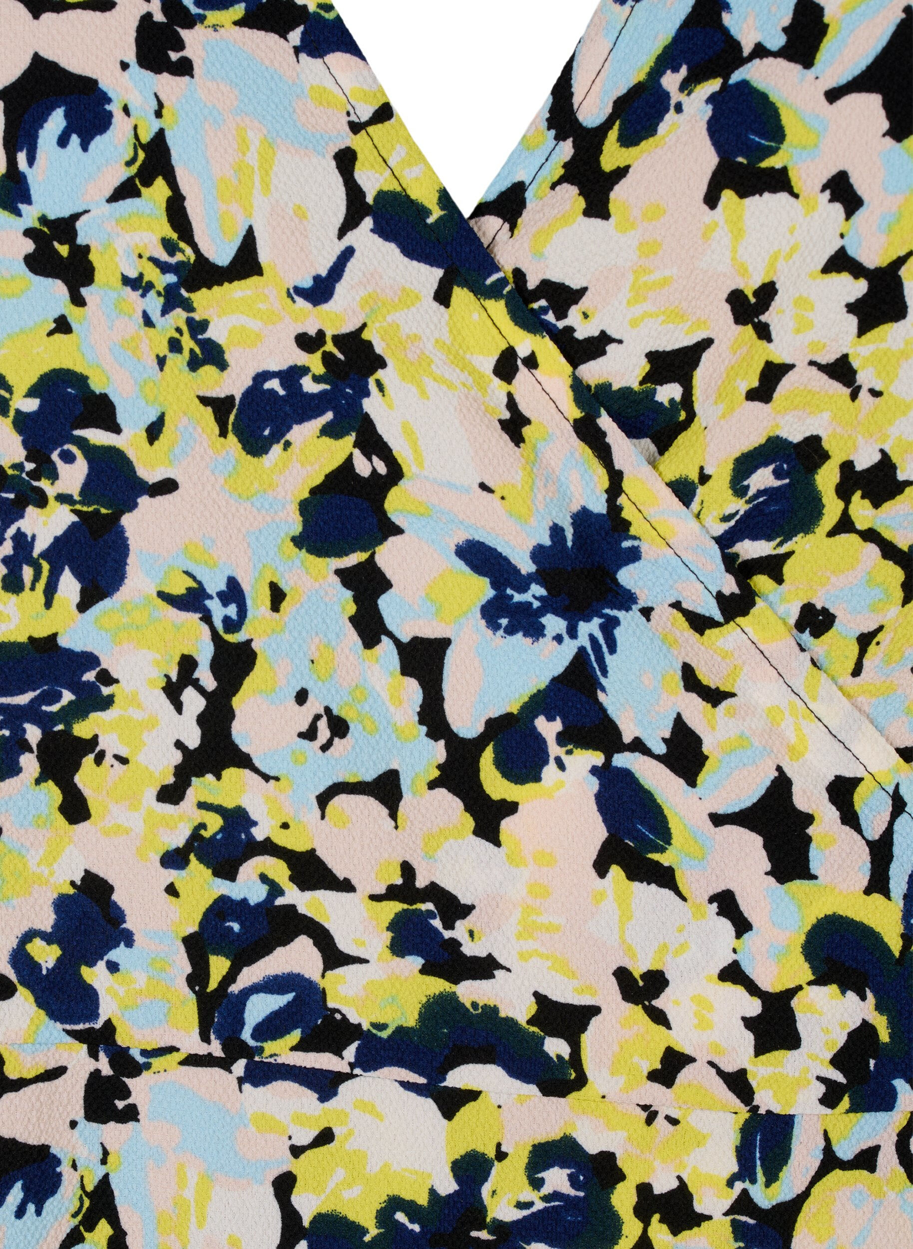 Zizzi Kopertowa sukienka z nadrukiem i kr&oacute;tkim rekawem, Ż&oacute;łty, Packshot image number 2