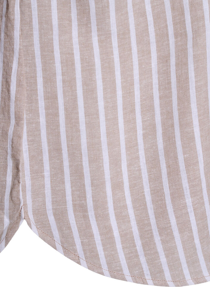 Koszula z lnu i wiskozy z rekawami 3/4, Beżowy, Packshot image number 3