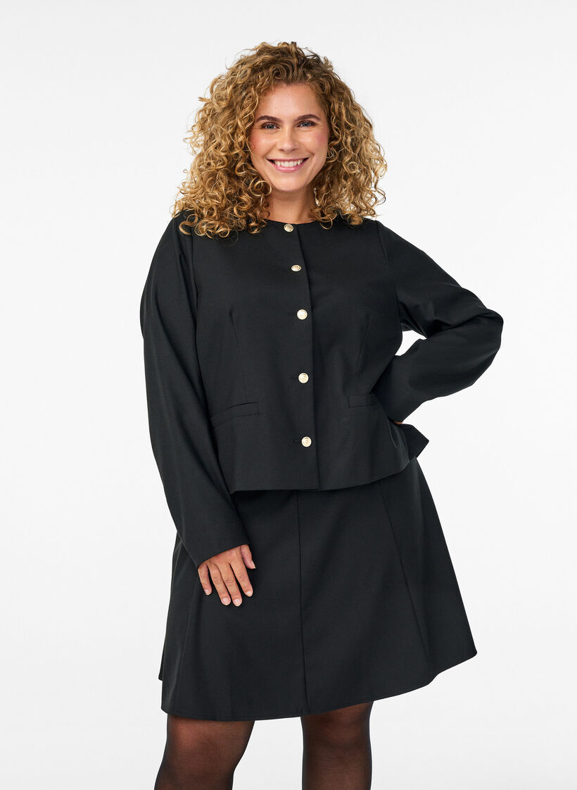 Krótka spódniczka w ksztalcie litery A, Czarne, Model image number 0