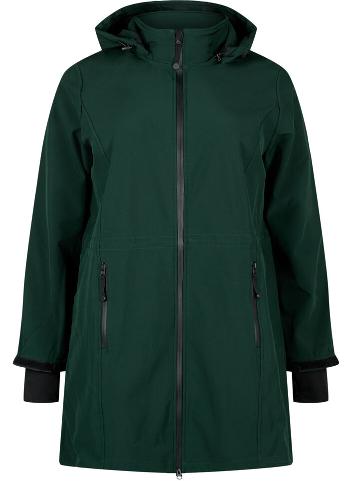 Kurtka softshell z odpinanym kapturem, Zielony, Packshot image number 0