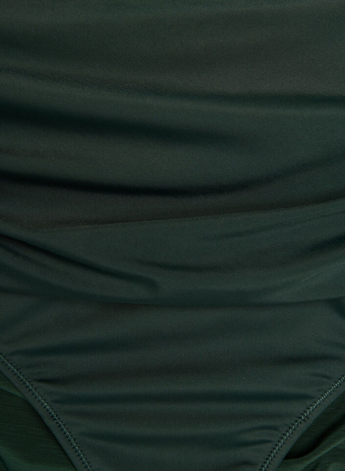 Figi damskie do bikini z wysokim stanem i drapowaniem, Zielony, Packshot image number 2