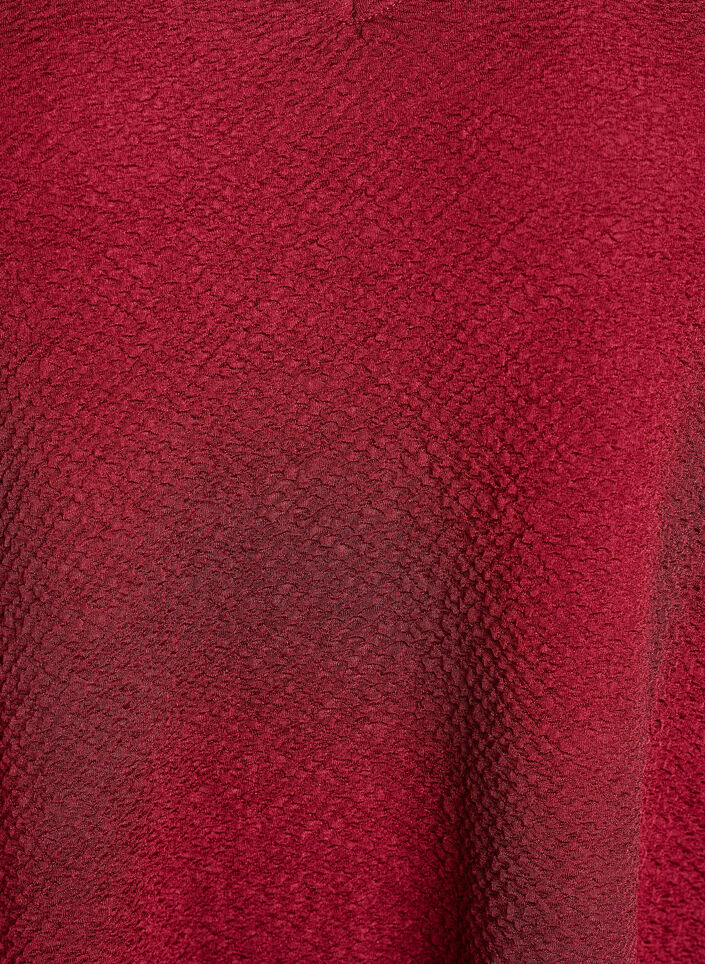 Krótka teksturowana sukienka z falbana u dolu, Ciemnobordowy, Packshot image number 2