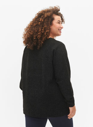 Melanzowy pulower z dekoltem w szpic, Dark Grey Melange, Model image number 1