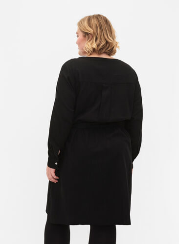 Sukienka koszulowa z dlugimi rekawami, Black, Model image number 1