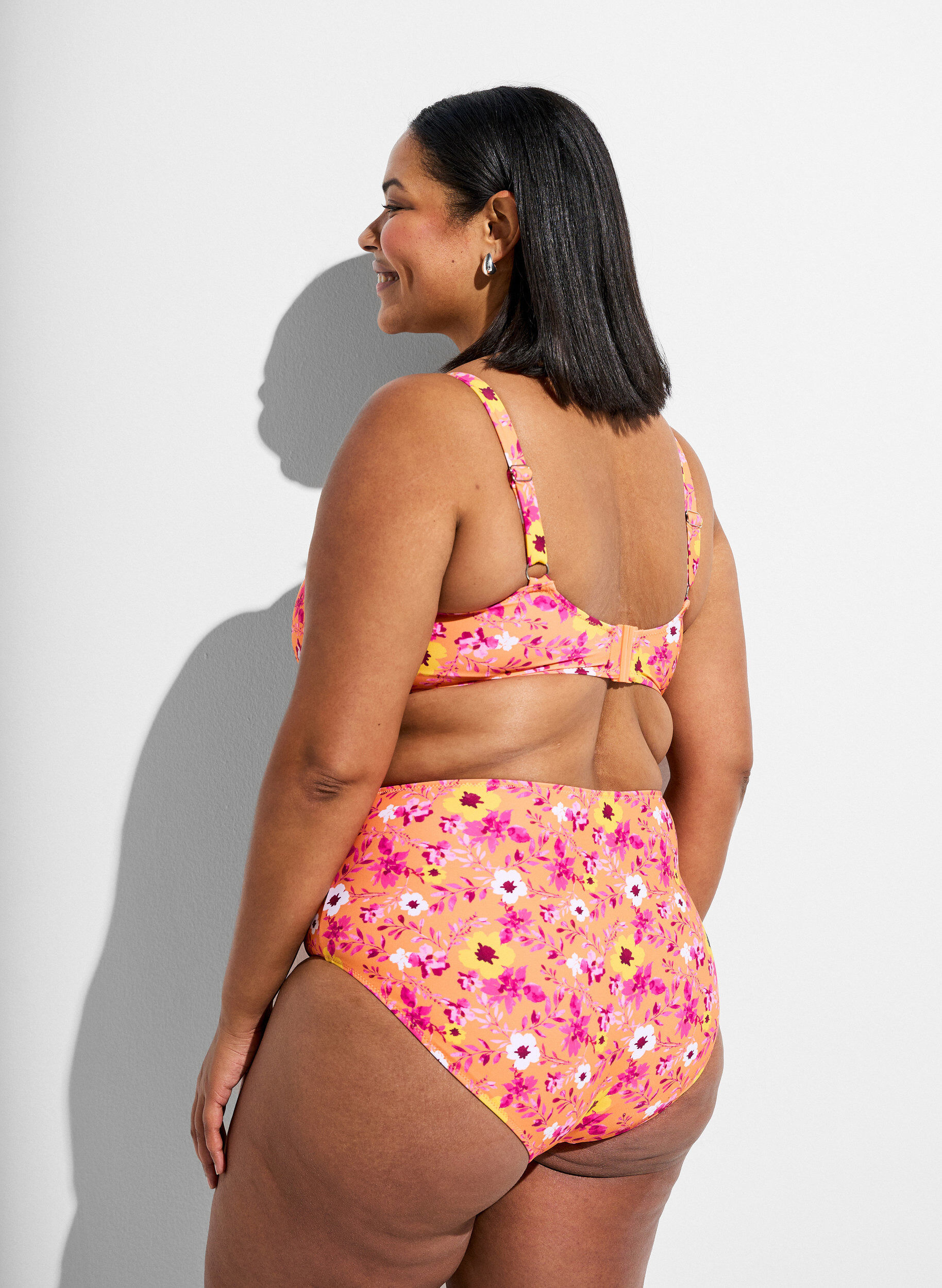 ZizziWzorzyste doly bikini z wysokim stanem, Pomarańczowy, Model image number 1