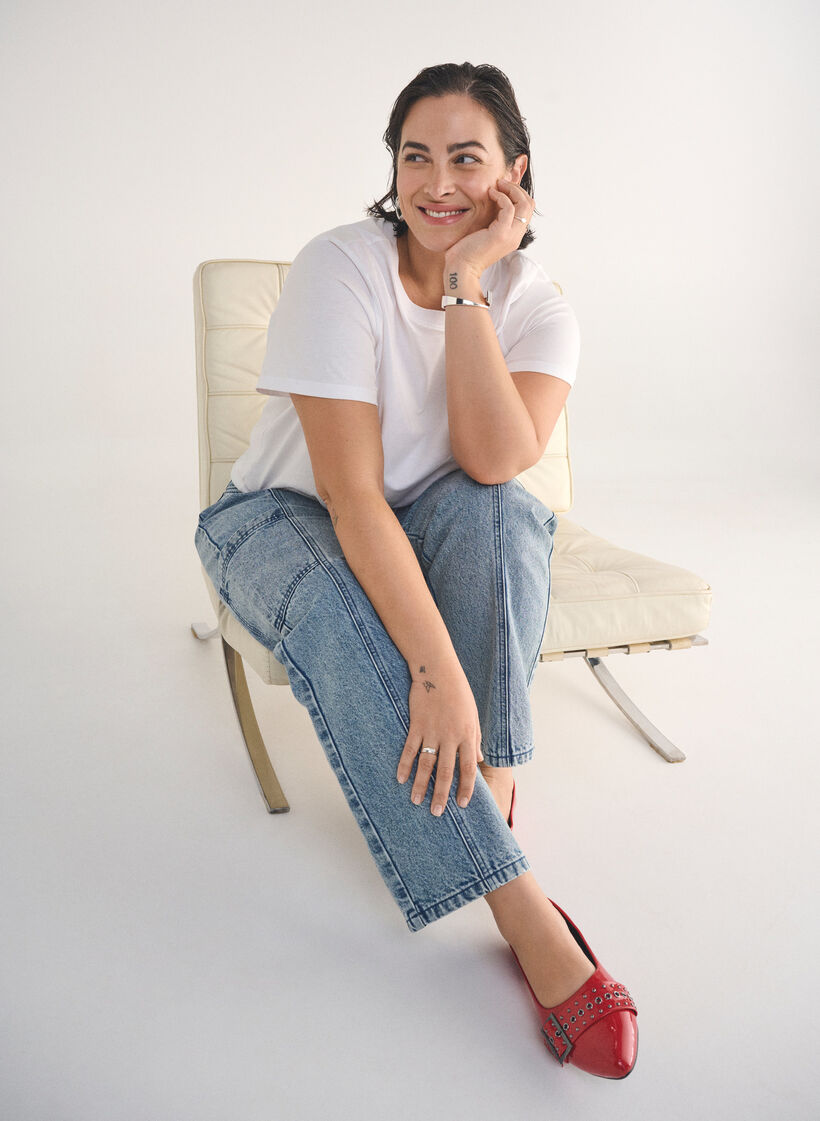  Jeansy cargo z wysokim stanem, Niebieskie, Image image number 0