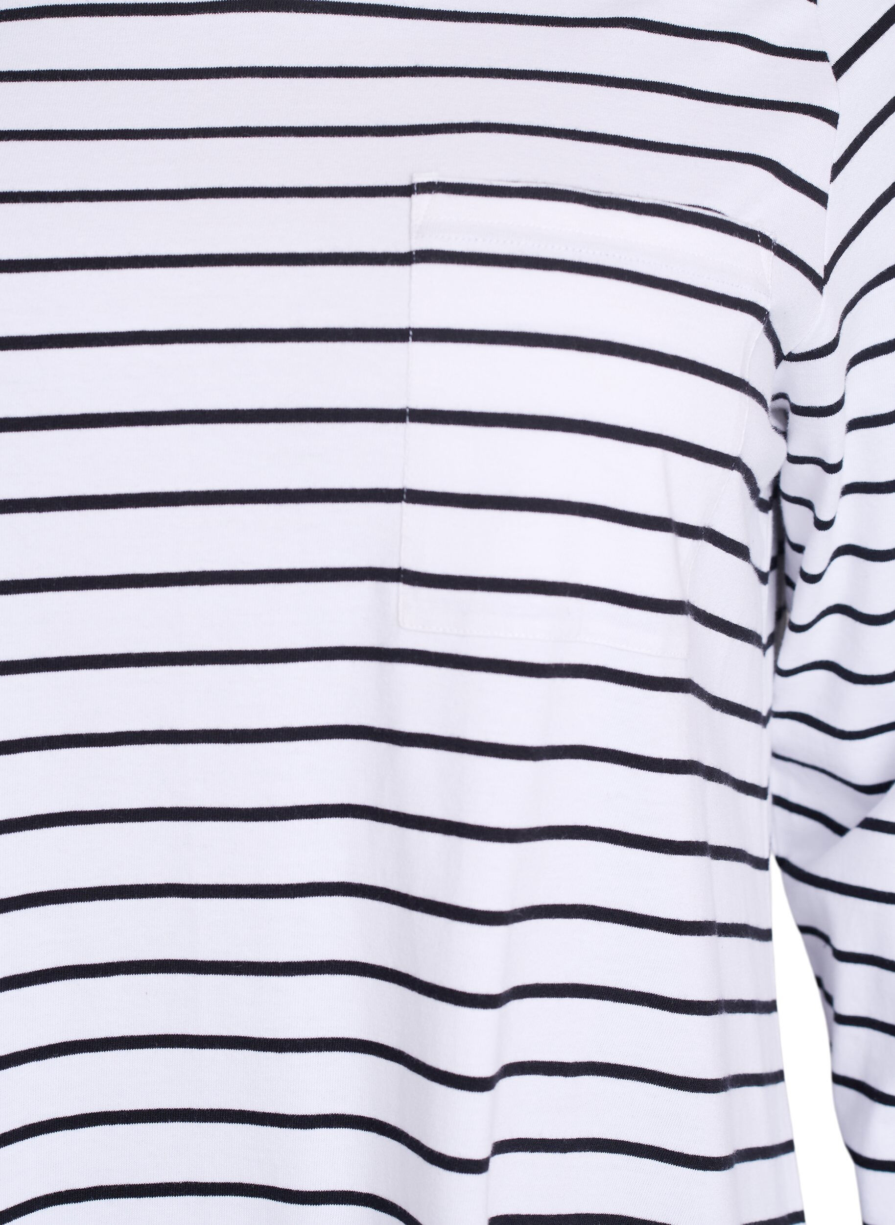 Zizzi Koszula nocna w paski z bawelny organicznej, Biały, Packshot image number 2