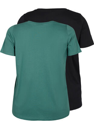 2-pack podstawowa koszulka bawelniana, Mallard Green/Black, Packshot image number 1